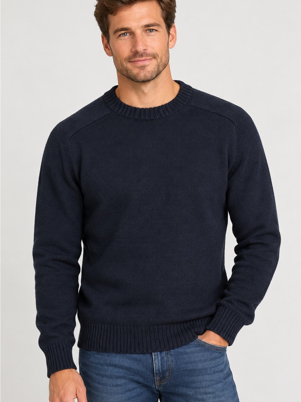 Vintage BROOKS BROTHERS Navy Blue Cotton Crewneck Sweater Sz 44 Large